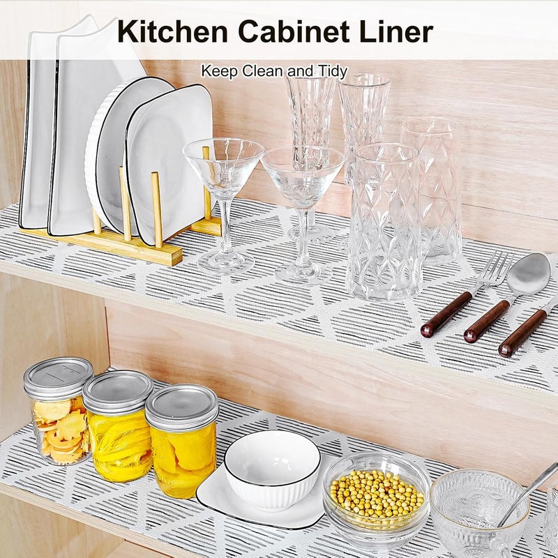 GTJ Drawer and Shelf Liner for Kitchen Cabinet,Non-Adhesive Cabinet Liner 12in x 20FT,Waterproof Shelf Paper Non-Slip Mats Cupboard Liners Contact Protect Dresser/Shelves/Table-Square Stripes - Image 5